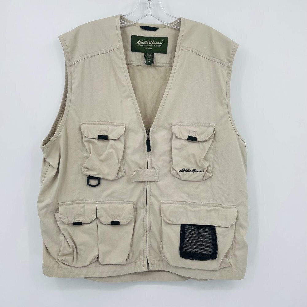 Eddie Bauer Men's Fishing Vest Size TXL Utility‎ Multi Pocket Canvas